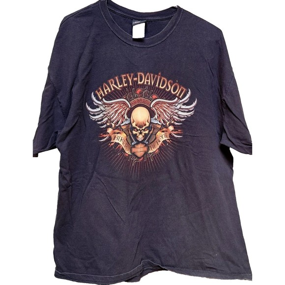 Harley Davidson 2007 Vintage Black T-Shirt 2 Sided Plus 2XL Corpus Sailor Girl